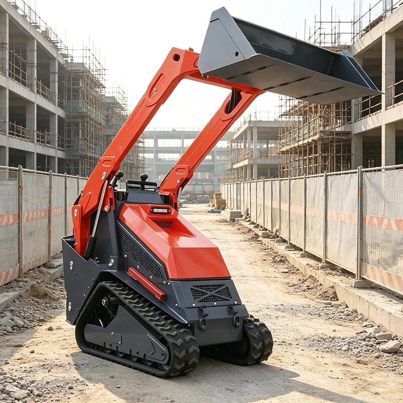 Mini Skid Steer Loader Compact Diesel Loader with Bucket Grapple Fork Attachments for Garden Farm Road Construction Work