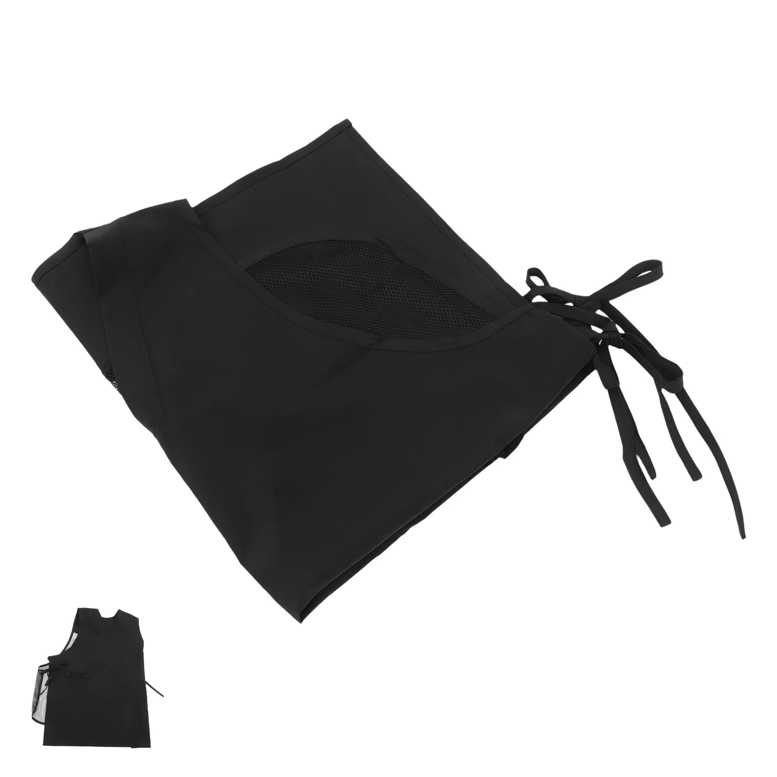 مريلة خلفية شبكية برقبة على شكل V بدون أكمام لتصفيف الشعر ملابس عمل لصالونات الحلاقة مع جيوب فائدة مريلة لصالونات التجميل