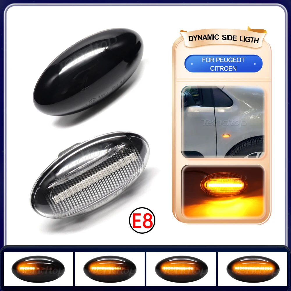 LED Light Side Marker Dynamic Fender Turn Signal For Peugeot Citroen C1 C2 C3 C5 C6 107 206 307 407 607 1007 Berlingo Jumpy