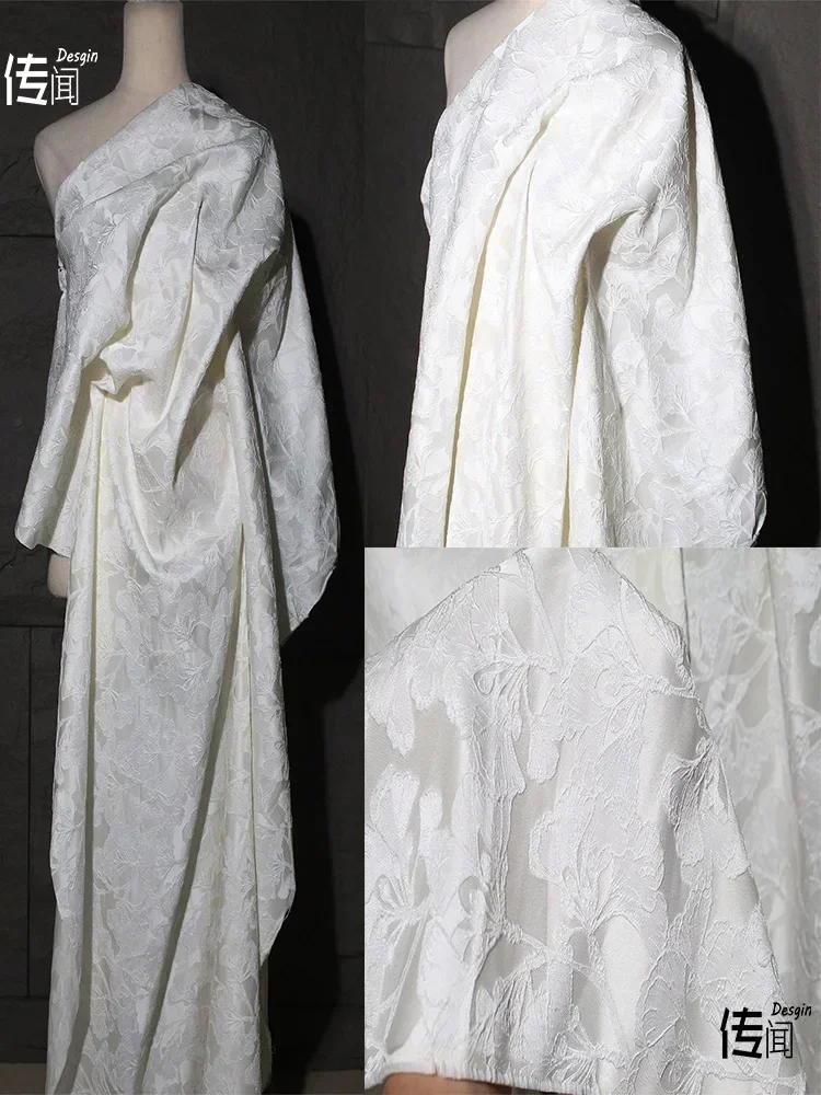 

Бежевая ретро-ткань жаккард с эффектом мятости для блейзеров, дизайнерская оптовая ткань для шитья, полиэстер, метровая продажа