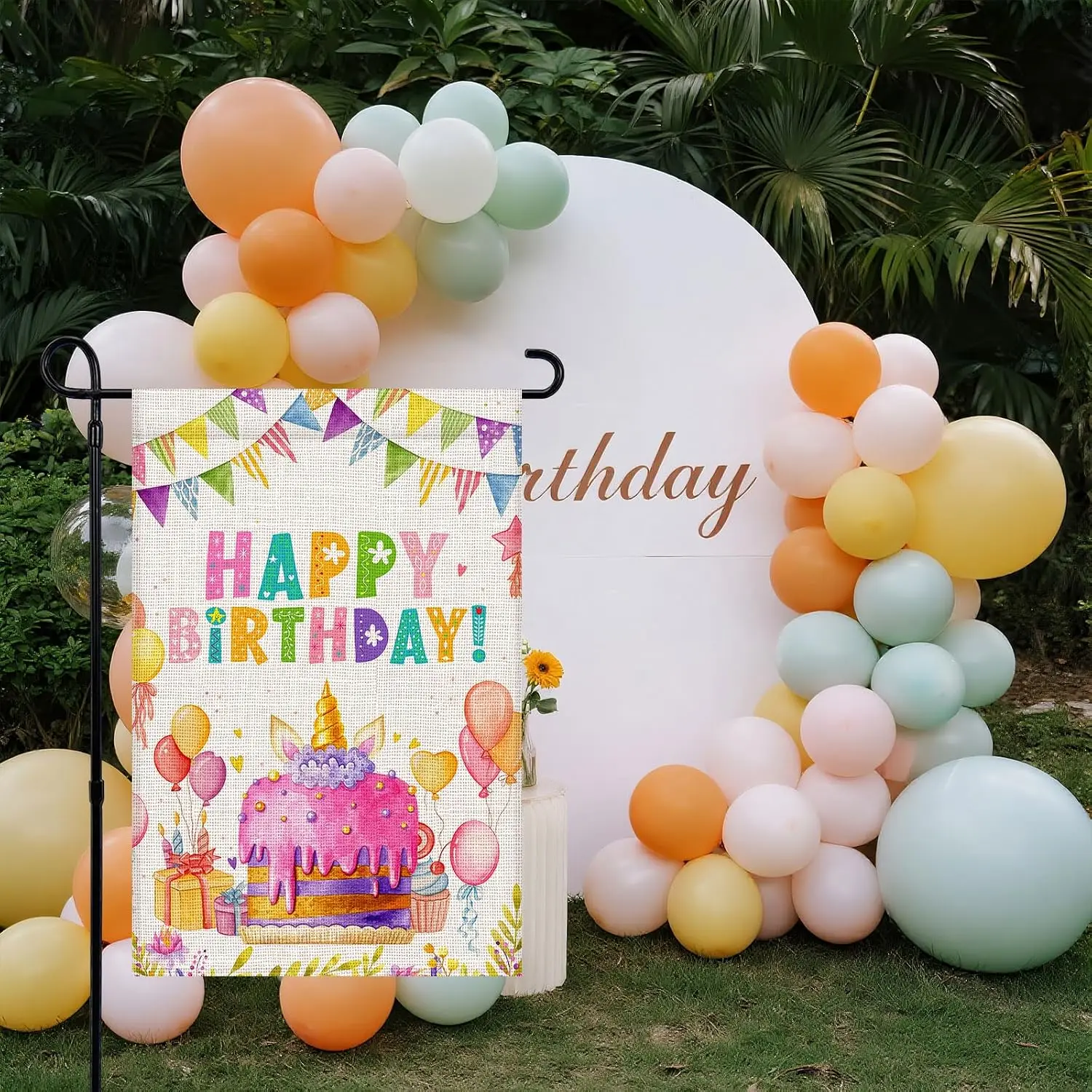 Happy Birthday Garden Flag 12x18 Inch Double Sided Small Burlap Flags,Outdoor House Front Porch Patio Lawn Decor Yard Flags  llp