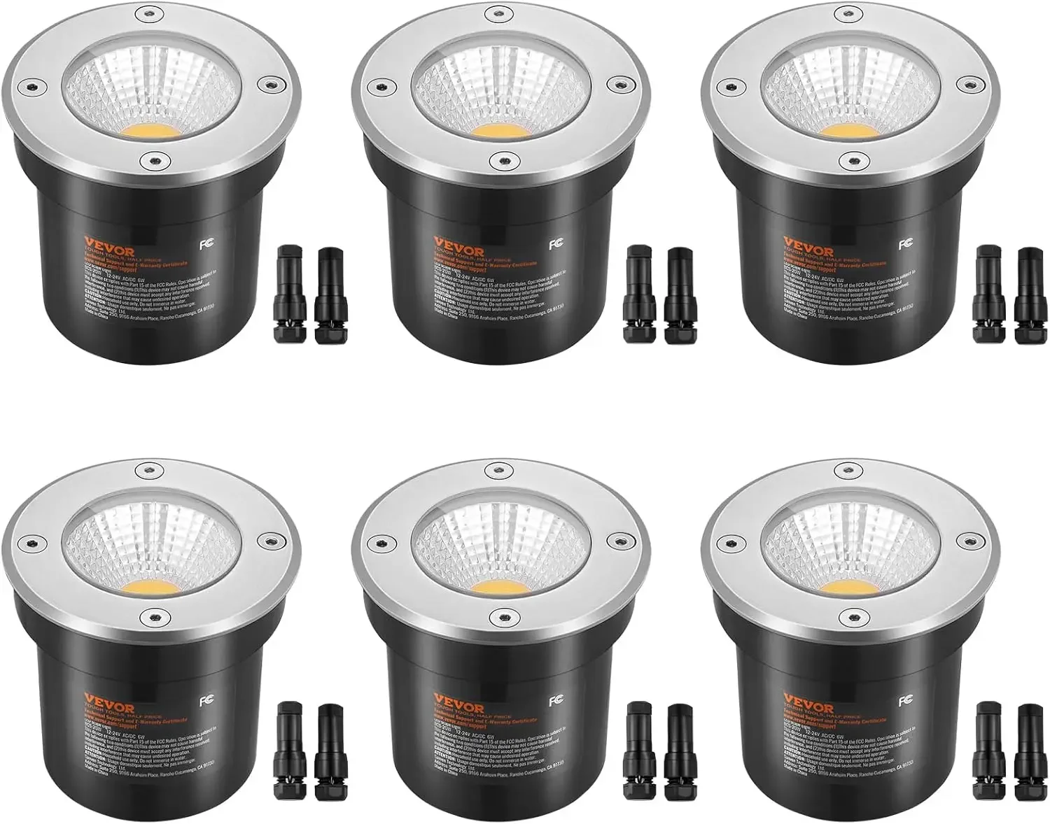 

Low Voltage Landscape Lights, LED Well Lights, 6W 12V-24V In-Ground Light, IP67 Waterproof Outdoor Landscape Lighting with Conn
