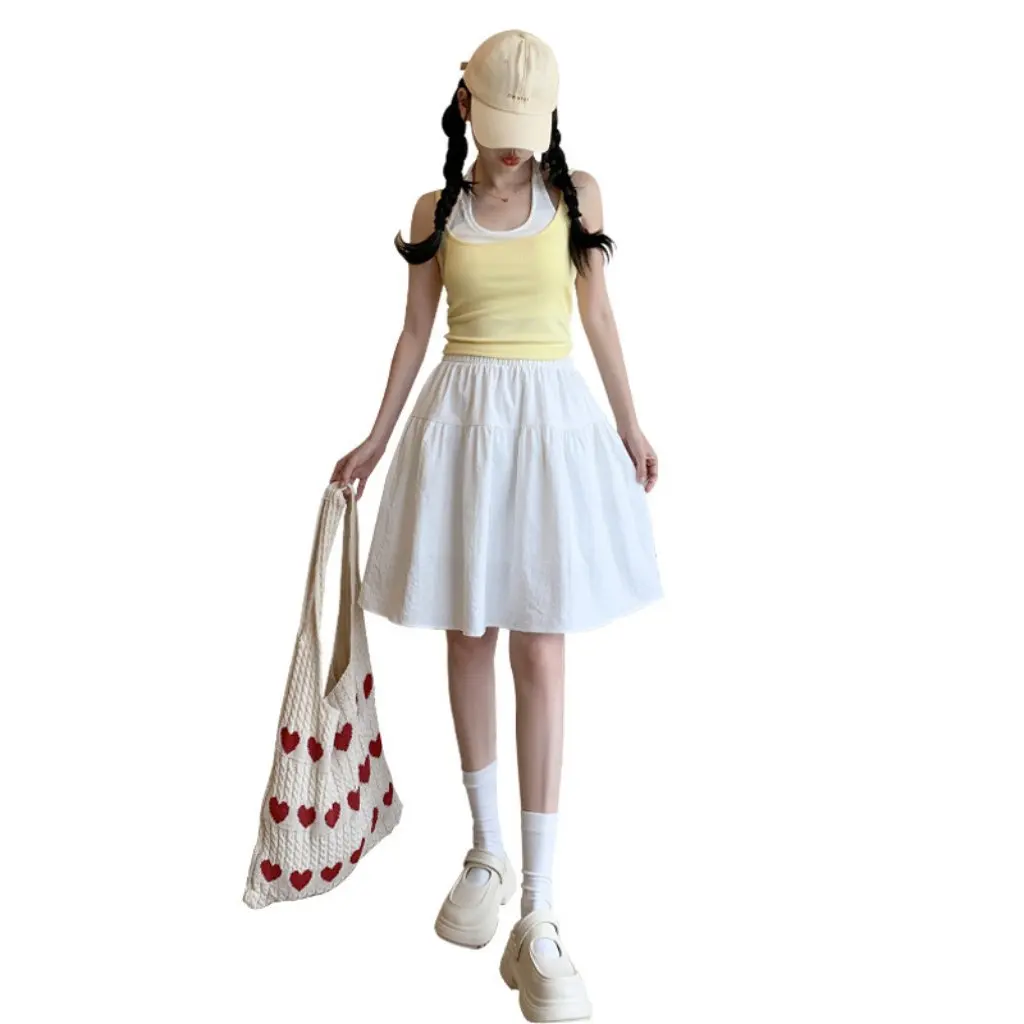

Women's Japanese Style A-Shaped Short Skirt for Summer Slimming College Look Half-Length Miscellaneous Skirt