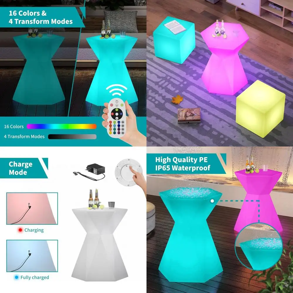 Stół barowy z 30 sześciokątnymi diodami LED, 16 kolorami RGB, zmieniającymi się światłami i pilotem, do wodoodpornego oświetlenia imprez nocnych.