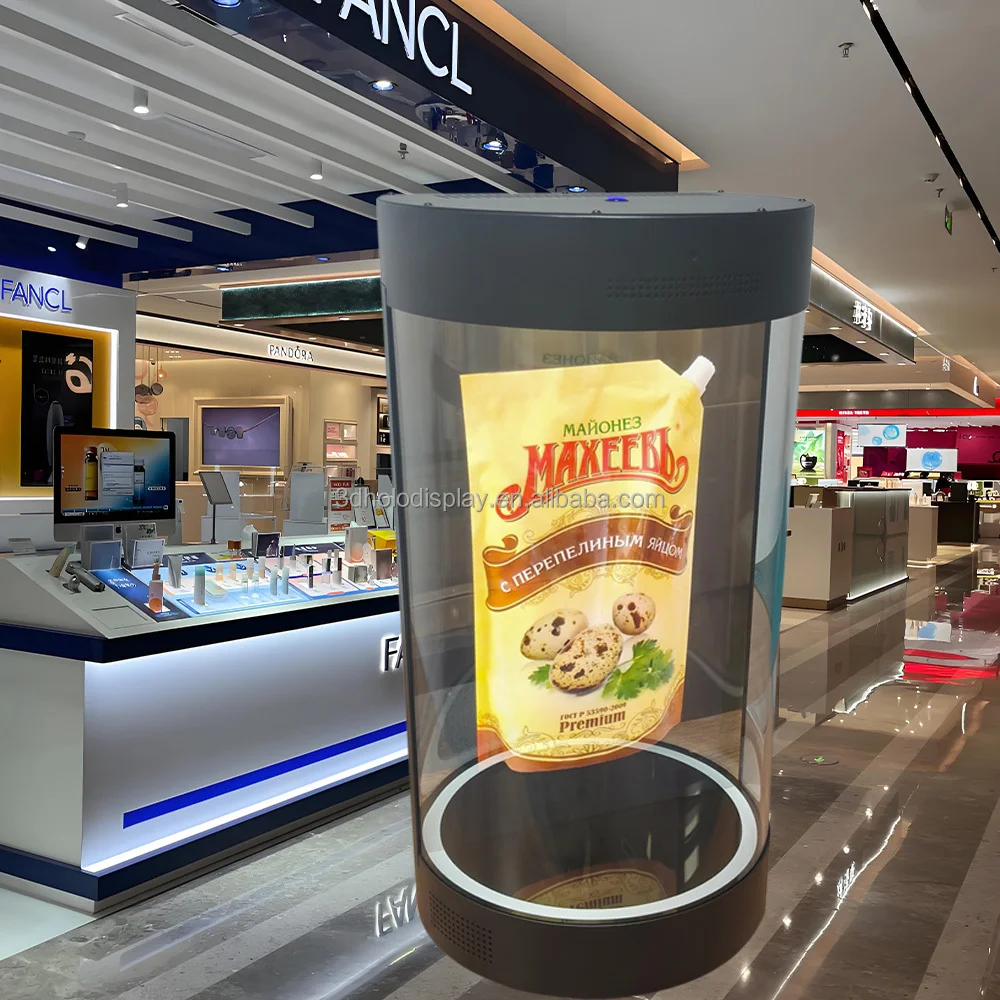 Cylindrical Projection Cabinet Holographic Display Chamber with 16:9 Format PET Fabric Circular Digital Hologram Projector
