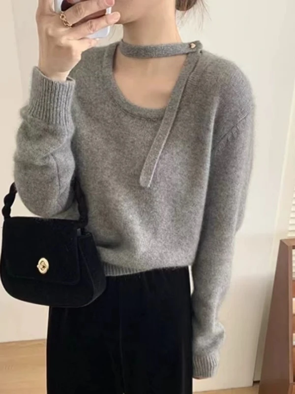 Faionable rond Ne tricoté pull ort couche de Base automne hiver drapé Design printemps haut d'été femmes Premium vêtements