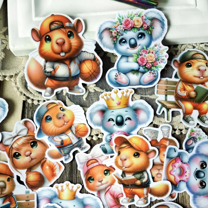 17pcs Cute Groundhog playing basketball Stickers for Stationery Decoration Stationery,Waterproof and  Journals and Notebook