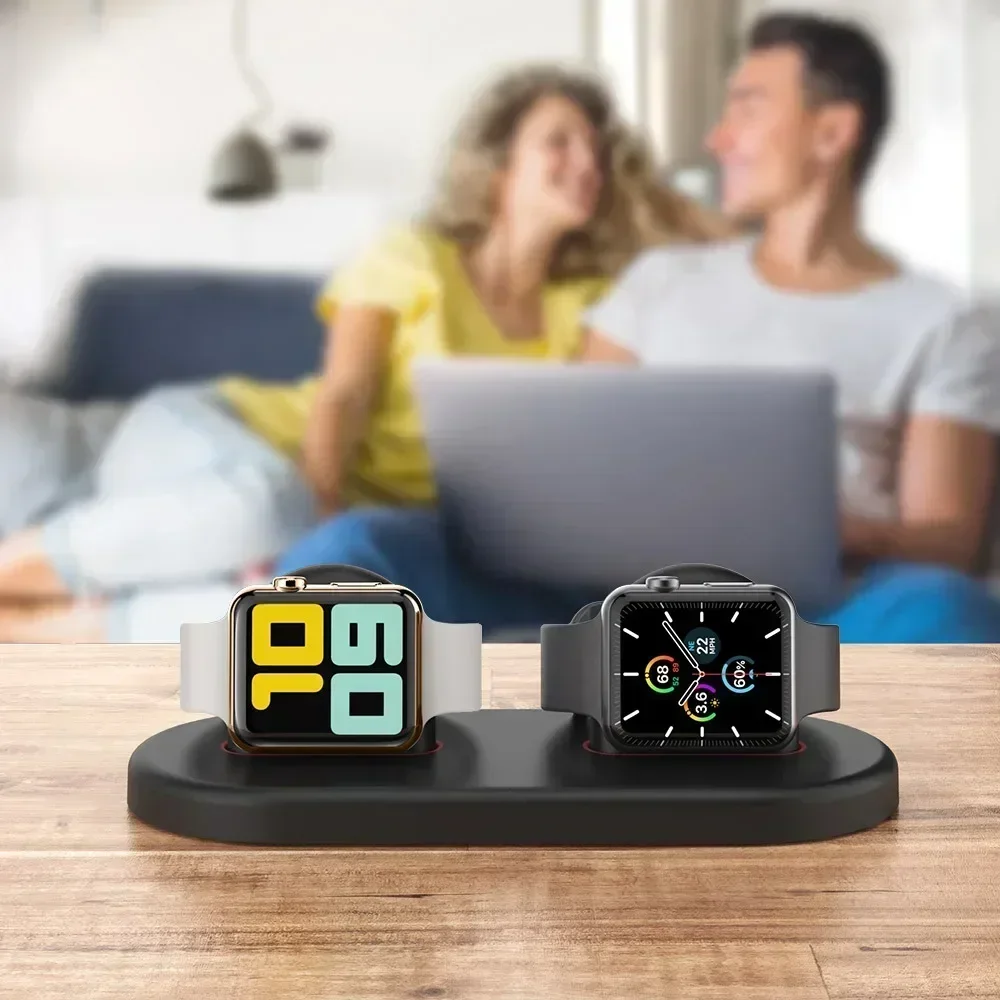 Supporto per caricabatterie con slot per Apple Watch Dock di ricarica morbido antigraffio in silicone Base di ricarica 2in1 per Apple Watch AirPods Pro 2