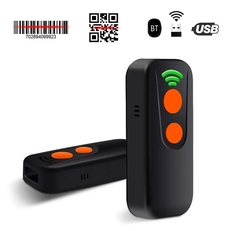 2D 1D QR Barcode Scanner 3 in 1 BT & 2.4GHz Wireless & Wired Sound and Vibrator Prompt for Supermarket Retail Library-A82Z
