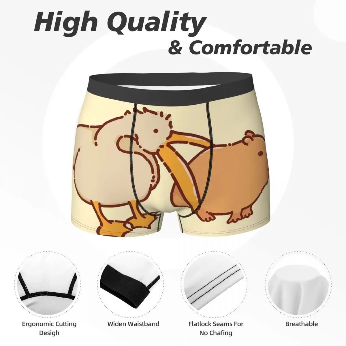 Calzoncillos Bóxer con patrón de animales para hombre, ropa interior suave, regalo para novio, Capybara (21)