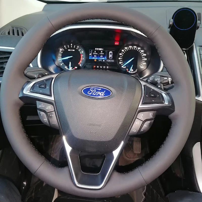 Microfiber Leather Hand Stitched Steering Wheel Cover for Ford Fusion Mondeo 2013 2014 EDGE 2015 2016 Non-slip DIY Sew Wrap