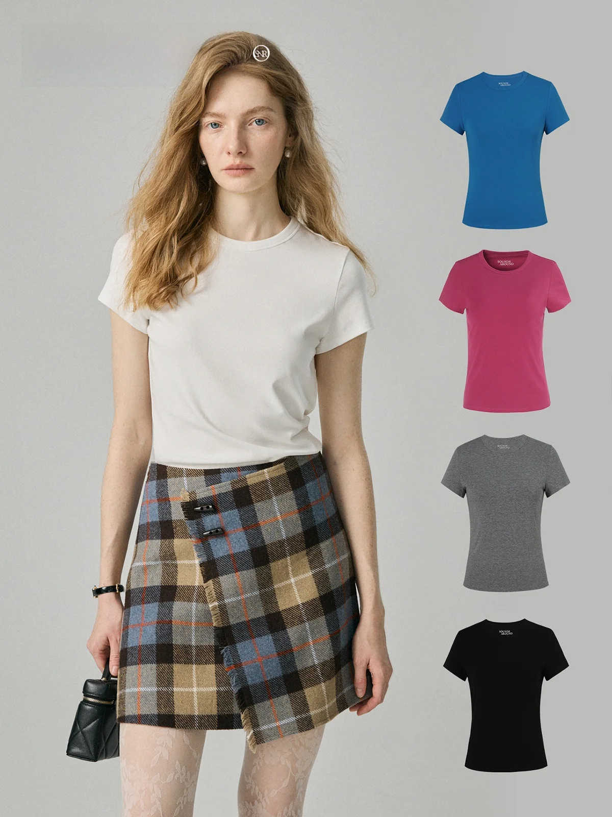 

Multicolor Elastic Knitted Slim Fit Cotton Feel T-irt ort Sve Casual Sle Print Pattern Straight Cut Classic Series