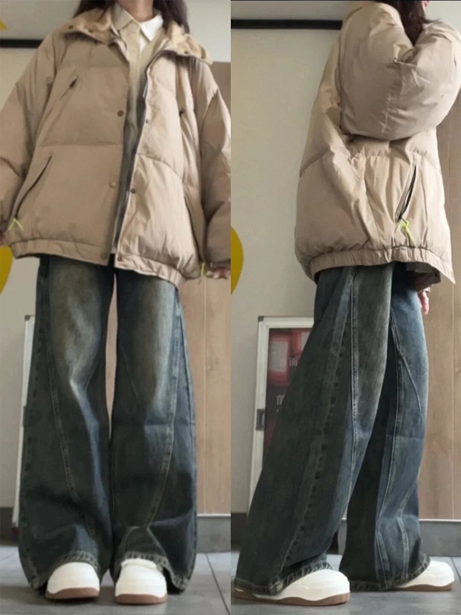 

Утепленная хлопковая куртка с воротником-стойкой на молнии, теплая и стильная женская зимняя куртка в корейском стиле, парная модель для студентов