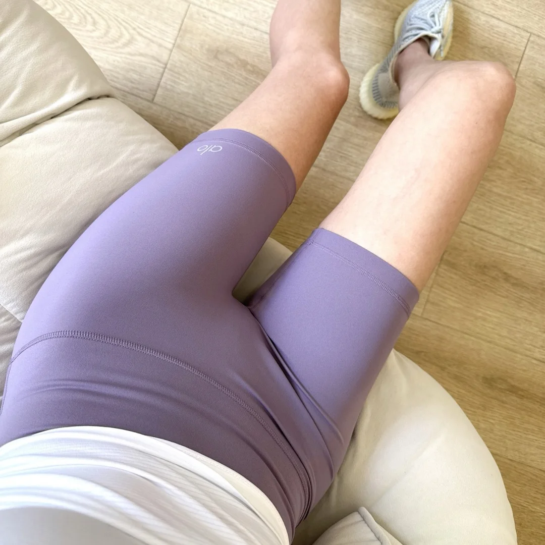 Damskie spodnie do jogi z wysokim stanem, fitness, pilates, czteroczęściowe spodnie rowerowe, efekt nagiej skóry, cienki model, letnie ćwiczenia