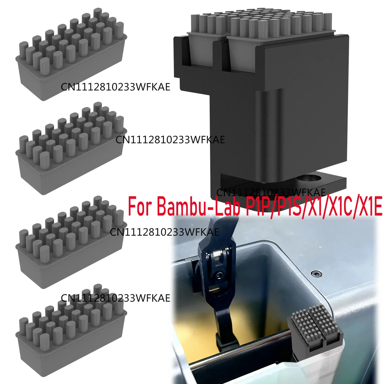 3D Printer Silicone Brush Nozzle Wiper for Bambu-Lab P1P/P1S/X1/X1C/X1E 3D Printers Nozzle Cleaning Kit, Silicone Brush Wiper