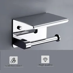 Toilet Paper Holder Wall Mount, Fits Mega Rolls Size Toilet Paper Holder with Shelf, Premium Rustproof Stainless Steel,Silver