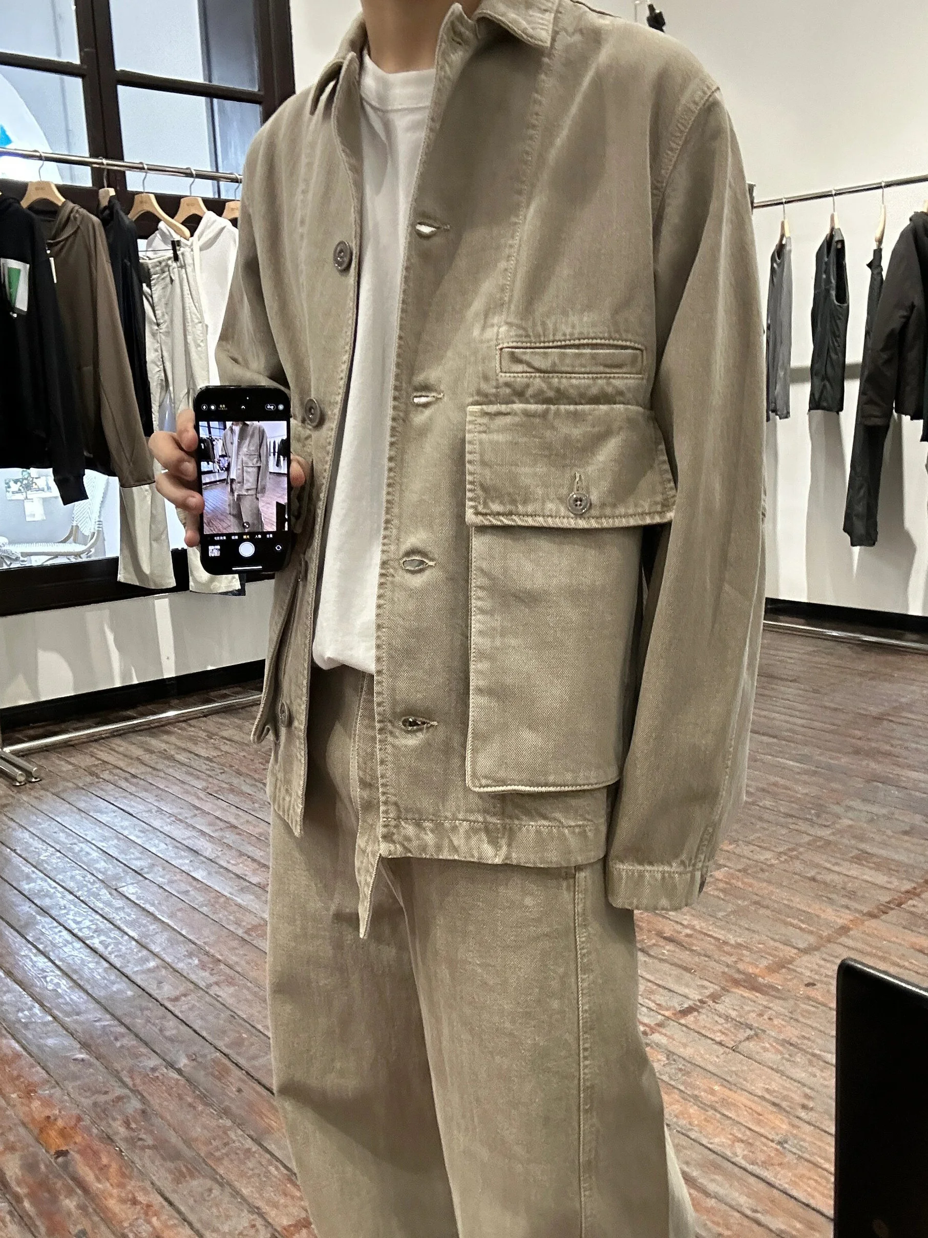 Lemair Vintage Washed Single Color Workwear Jacket Multiple Pockets Loose Commute Atmosphere Top Coat Youthful Spring Autumn ...