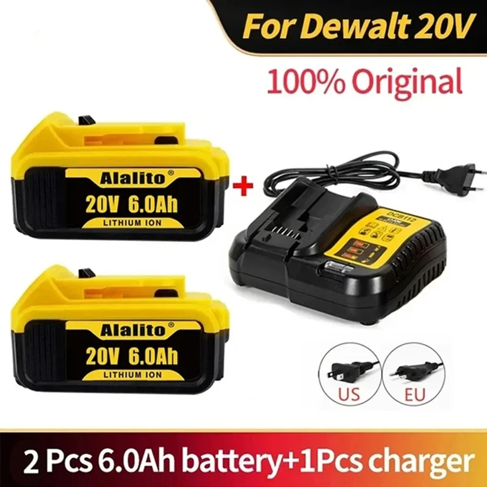 

Pengganti alat listrik baterai Lithium maks 20V 6Ah baru untuk DeWalt DCB181 DCB182 DCB200 20V 6A 8A 12A 18V 20V baterai Lithium