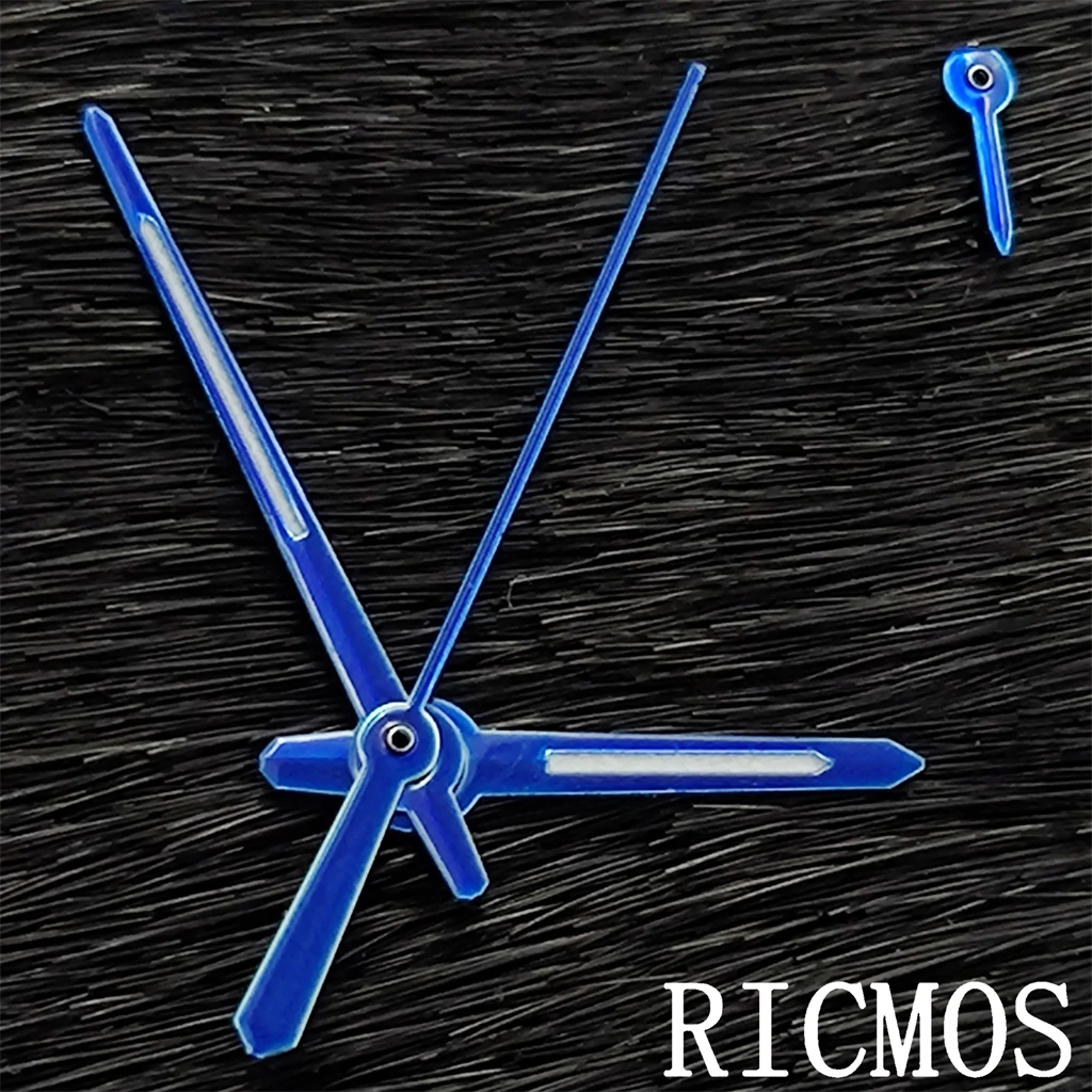 Blue Color NH39 Watch Hands Set - Four Luminous Green Hands for Movement Replacement Fits NH39 Watch Models