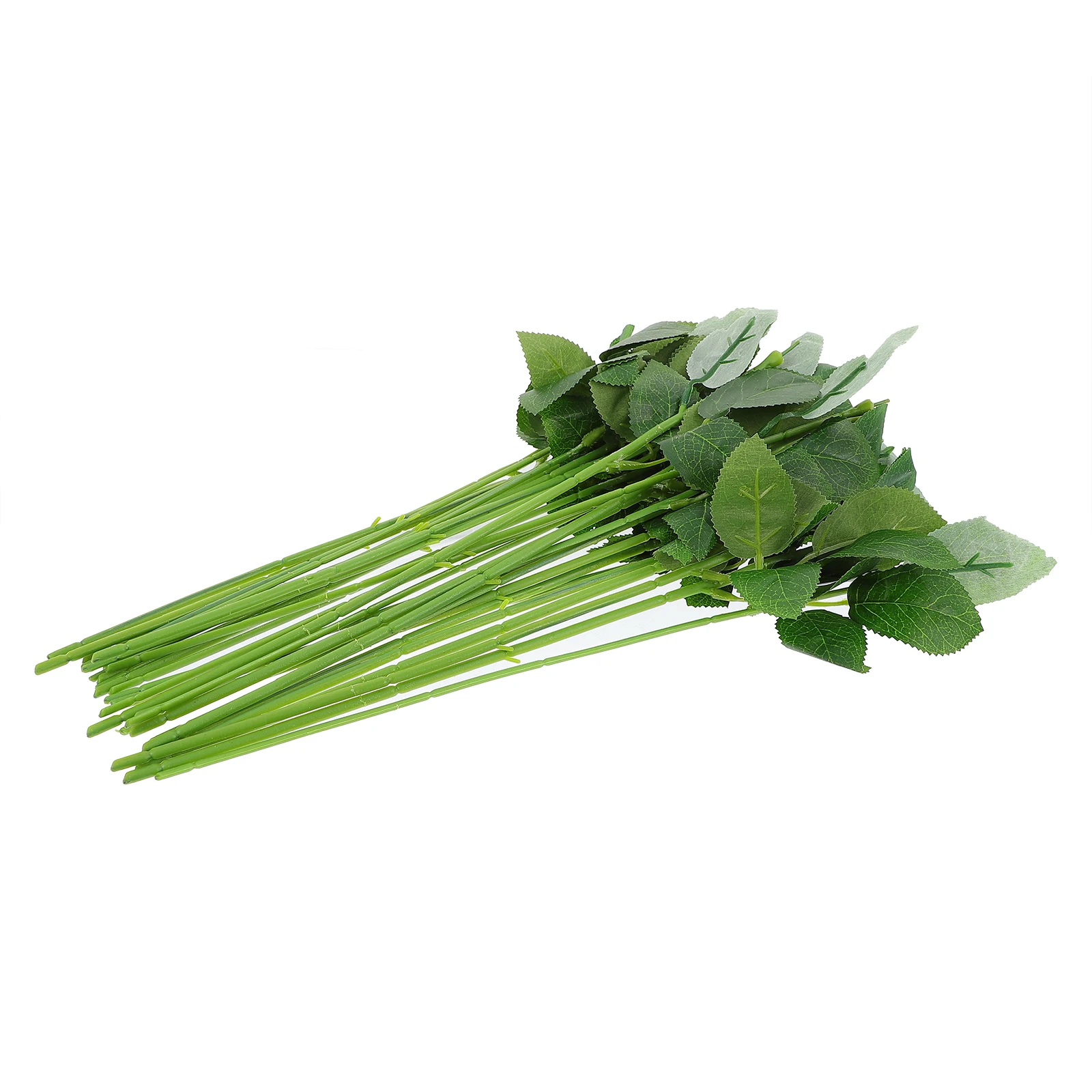 

30 Pcs Artificial Flower Rose Pole with Leaves Packaging Material Decorate Floral Iron Stem