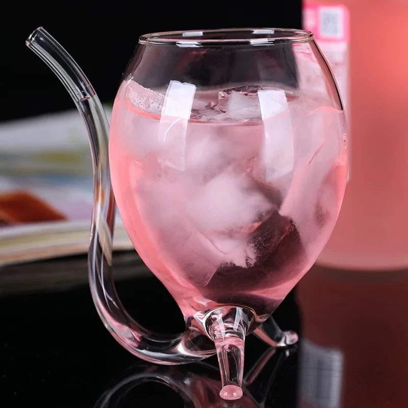 Ins Vampire Cup Creative Funny Glass Cup Personalized Special-Shaped Straw Cup Molecular Cocktail Cup Drink Cup 1Pcs 350ml