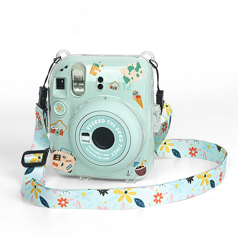 Transparent Protective Case for Fujifilm Instax Mini 12 Camera Carry Bag Cover with Shoulder Strap Storage Bag