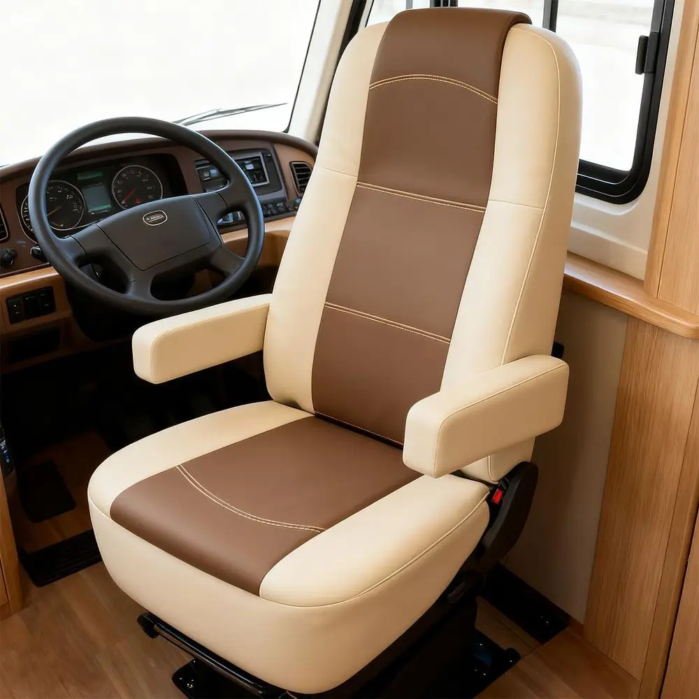 RV Seat Covers (2 Pack) - Nappa Leather RV Captain Chair Seat Covers for Class A RV,Custom Fit Front Driver & Passenger Waterpro