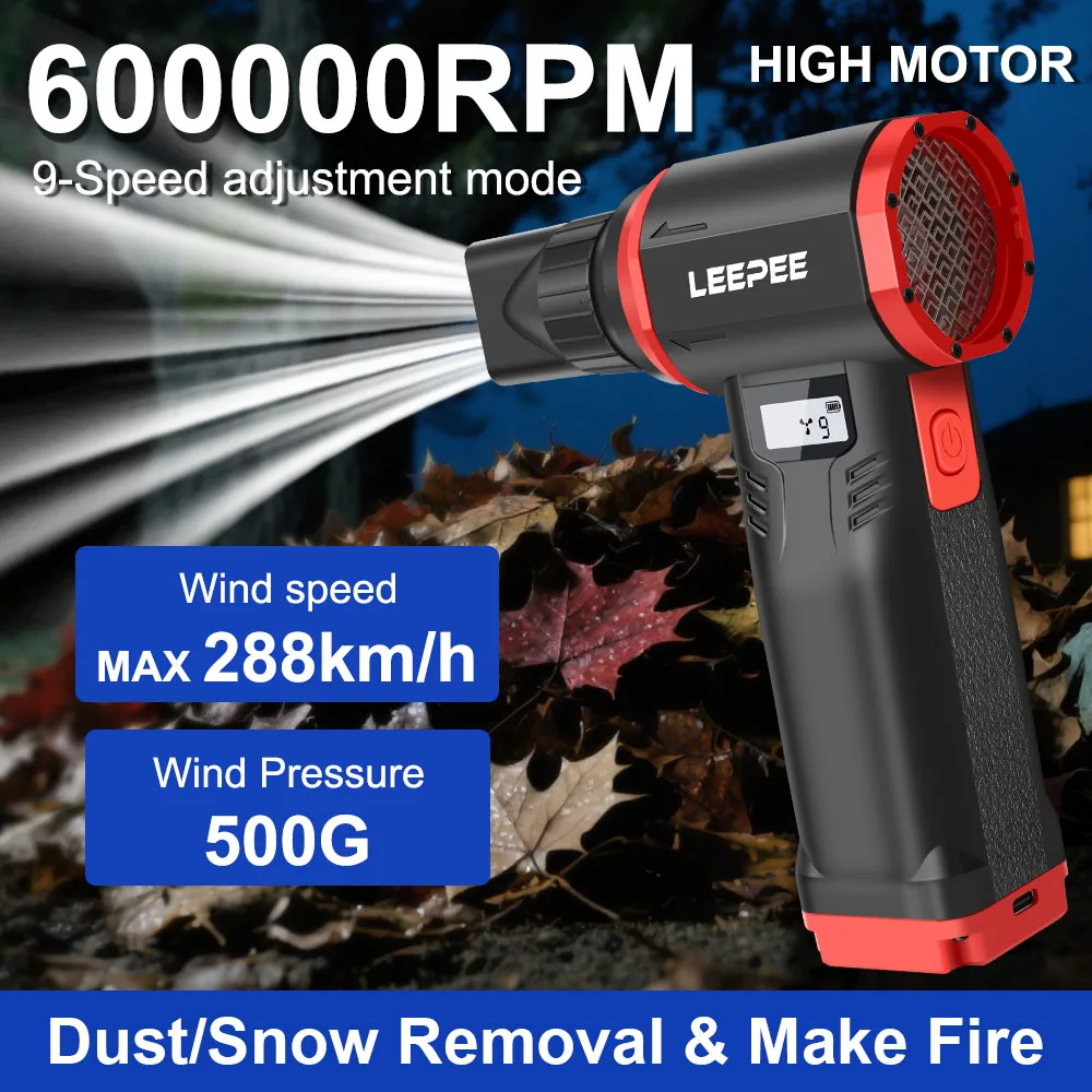 

600000RPM Cleaning Blower Tools Handheld Turbo Blower Powerful Air Blower High Speed 9 Gears Speed Adjustable Violent Jet Fan