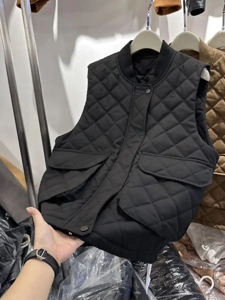 

Женский зимний жилет больших размеров с круглым вырезом, декоративной молнией, повседневный, модный, верхняя одежда в американском стиле