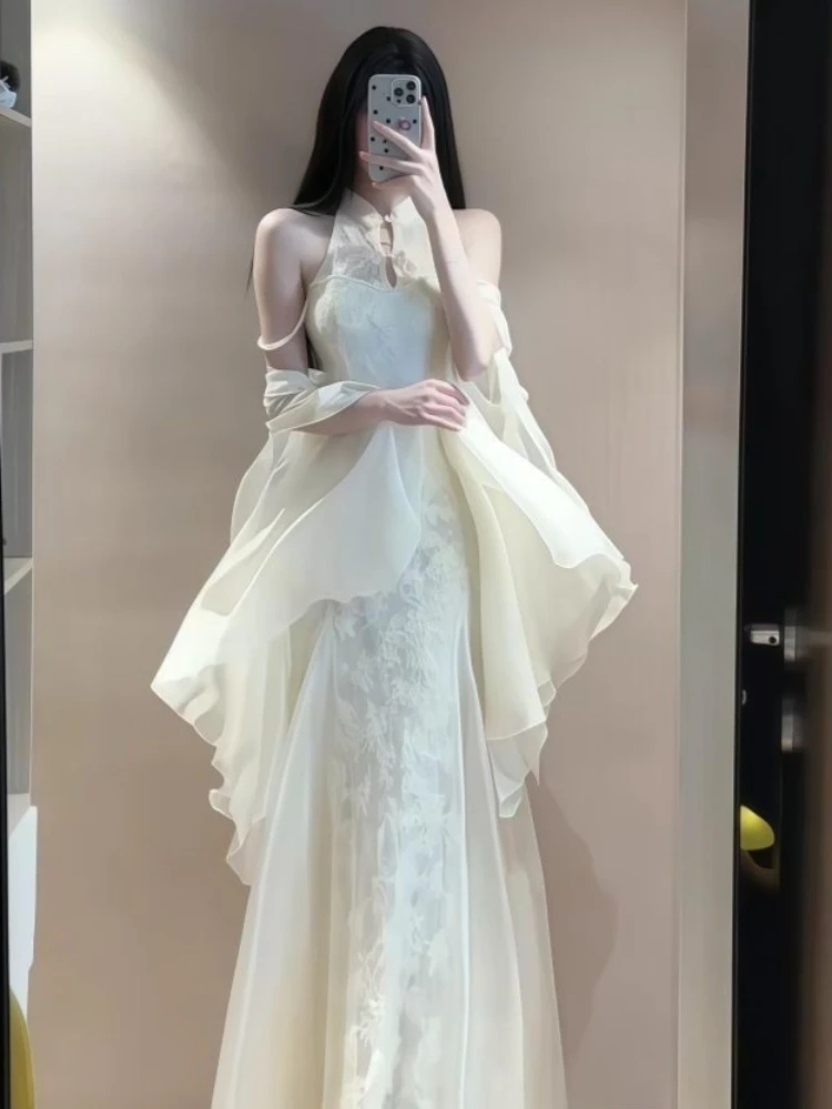 

Новый летний комплект из 2 предметов: кардиган и длинное платье в стиле Y2K для женщин, японская и корейская мода, наряды для вечерних вечеринок.