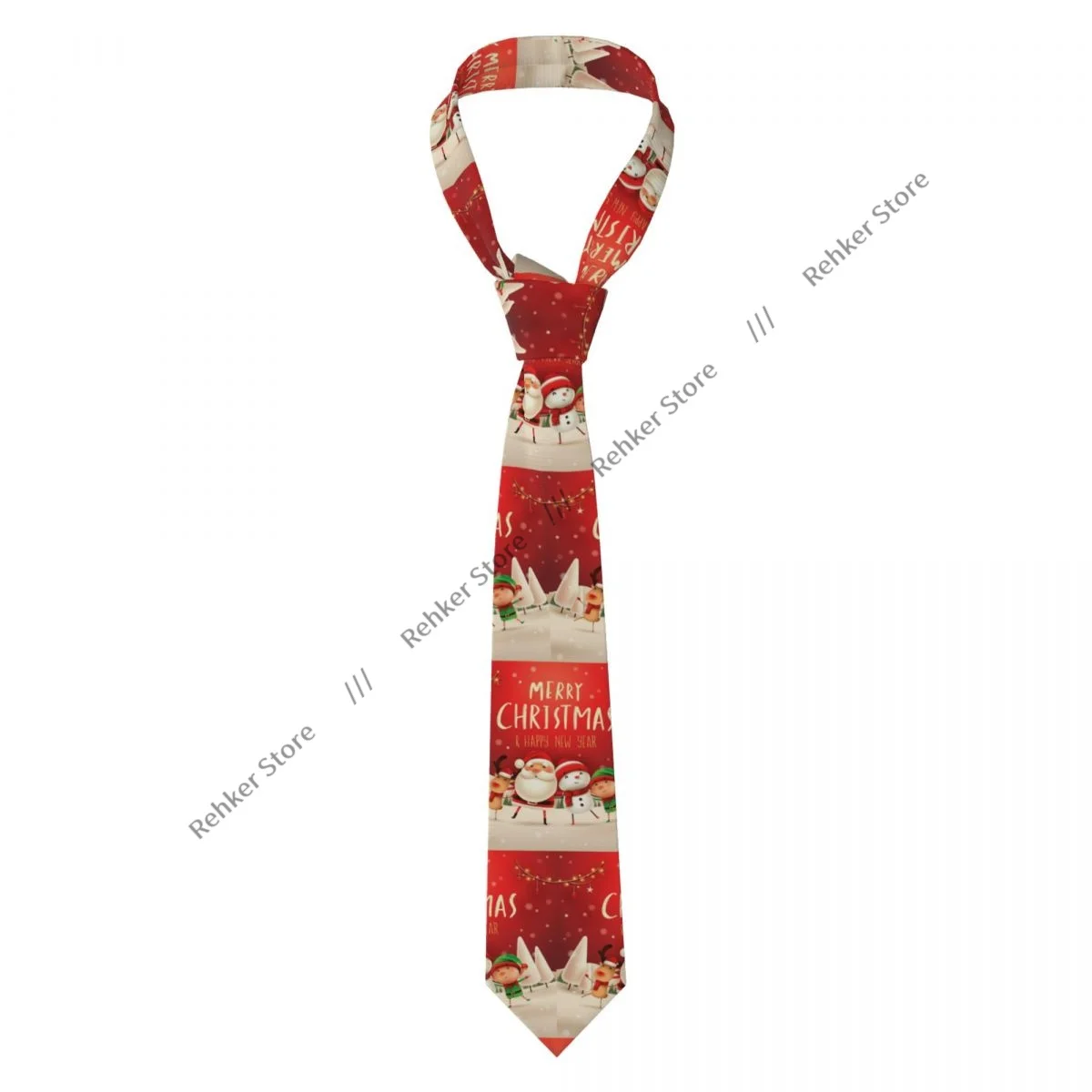 Mens Tie Classic Skinny Santa Claus Snowman Reindeer And Elf In Christmas Neckties Narrow Collar Slim Casual Tie Gift