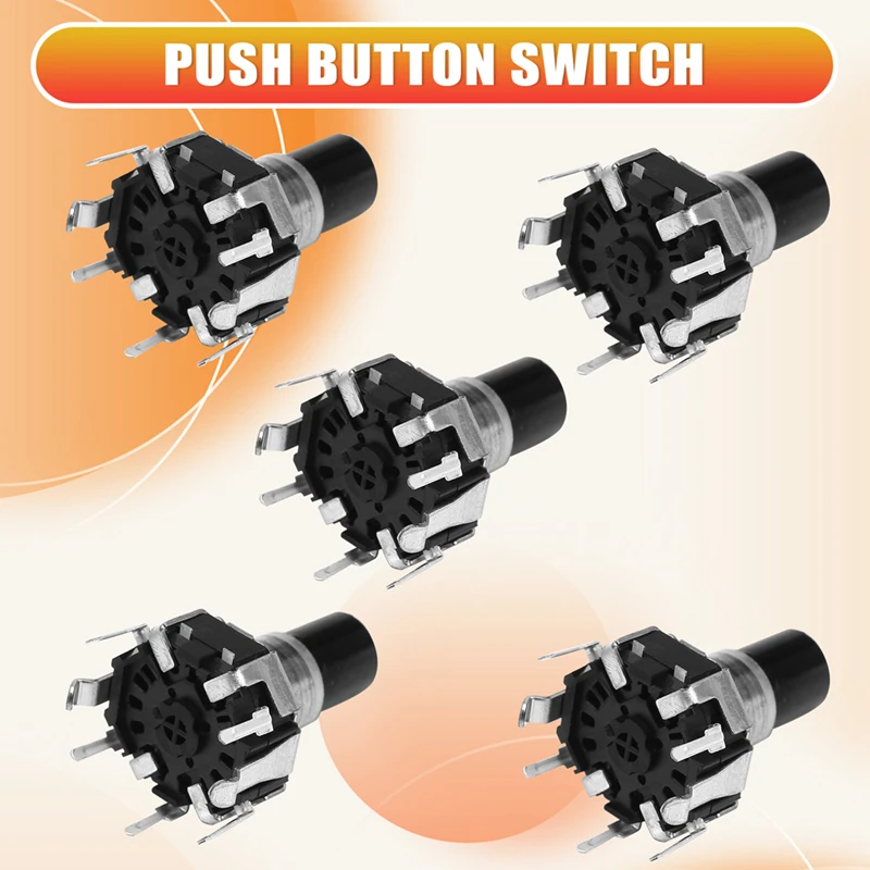 ABRU-5Pcs EC12D1524403 Car Navigation CD Volume Encoder With Push Button Switch EC12 Round Type 30 Position 15 Pulse