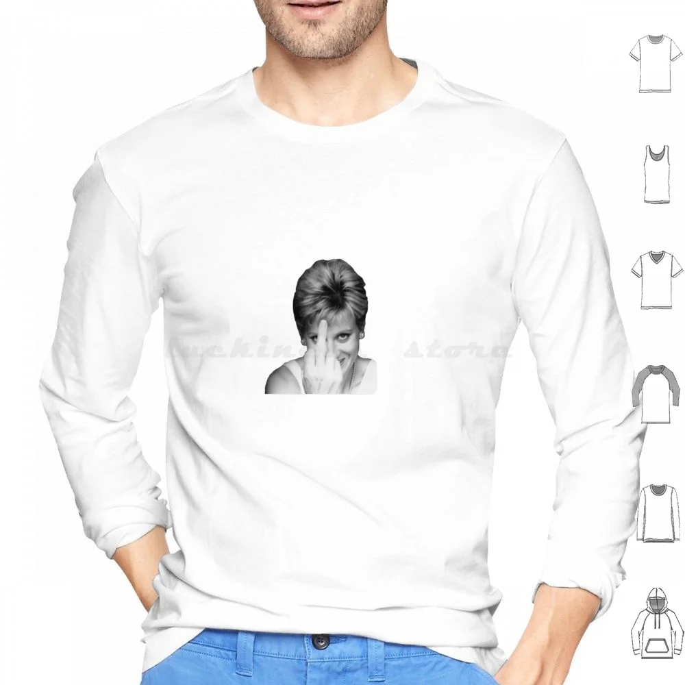 

Princess Diana Middle Finger Hoodies Long Sleeve Princess Diana Diana Lady Diana Spencer British Street Style Trendy