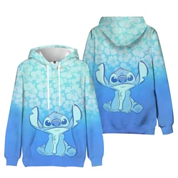 Hoodies Fashion Disney Stitch Lilo print Women's Casual Pullover Long Sleeves Hoodies Winter Autumn Sweatshirt Teenager Hoodie