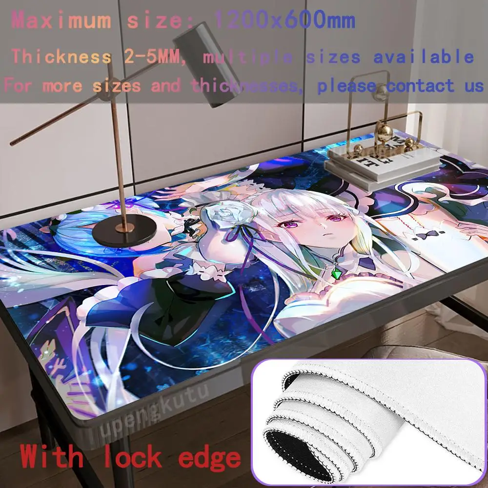 MRGLZY Re Zero Mouse Pad Gamer Anime Sexy Cute Girl Rem Large DeskMat Placemat Computer Gaming Peripheral Accessories MousePad
