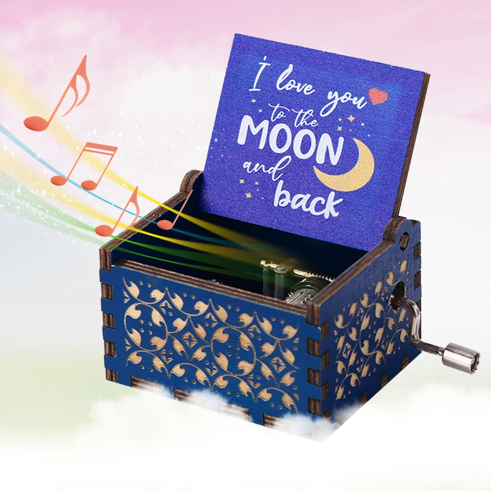 Wooden Engraved Musical Box Exquisite Household Mini Ornaments Creative Manual Fashion Valentine Day for Birthday