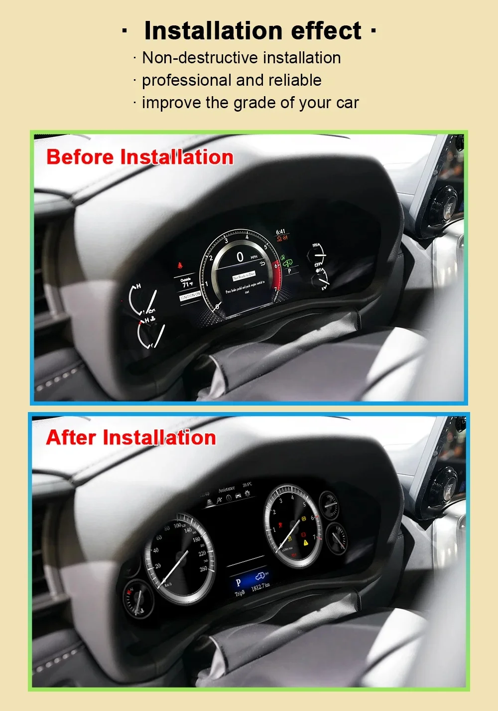 نظام لينكس 12.3 بوصة لكزس LX570 2007-2021 LCD لوحة قيادة السيارة الرقمية العنقودية عداد السرعة لوحة أدوات قياس الزيت