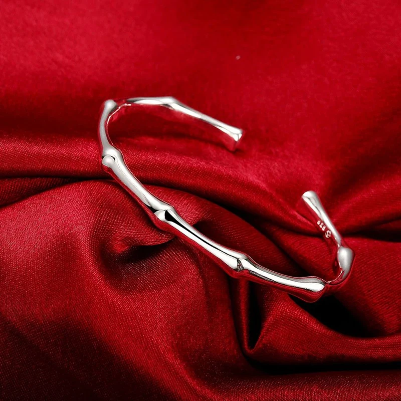 

925 Sterling Silver Bangle Cuff Exquisite Luxury Gorgeous Fashion Bracelet Open Lady Girl Charm Male Models Birthday Gift