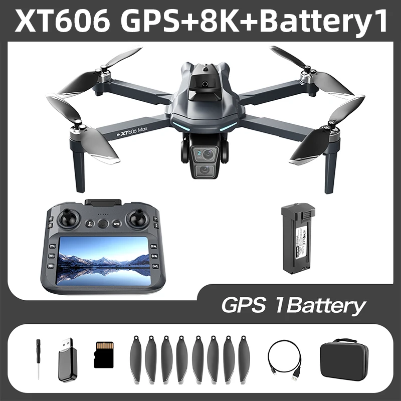Lenovo XT606 GPS Drone 4K Professioneel 8K HD Dubbele Camera Gimbal 360 ° Obstakelvermijdende borstelloze RC quadcopter drone speelgoed