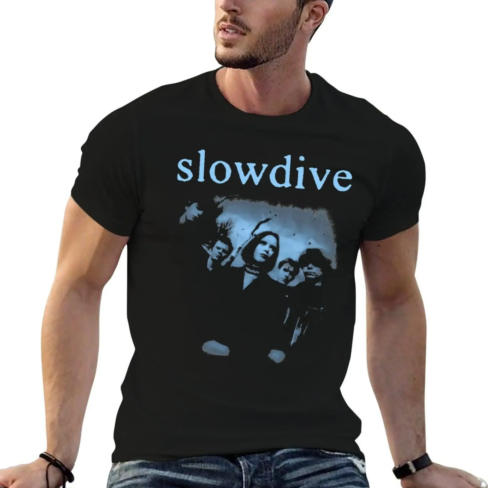 Graphic Slowdive English Rock Band T-Shirt black cotton t-shirt plain for man package t shirts for man cotton funny T-Shirt
