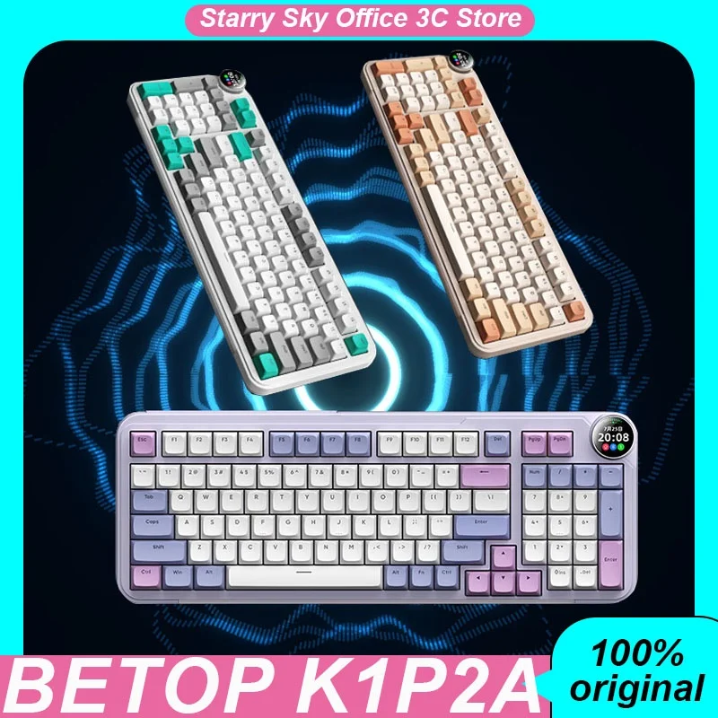 Betop K1p2a Mechanical Keyboard Wireless Three Mode Multi Functional Screen Knob Hot Plug Rgb Laptop Customized Gaming Keyboard