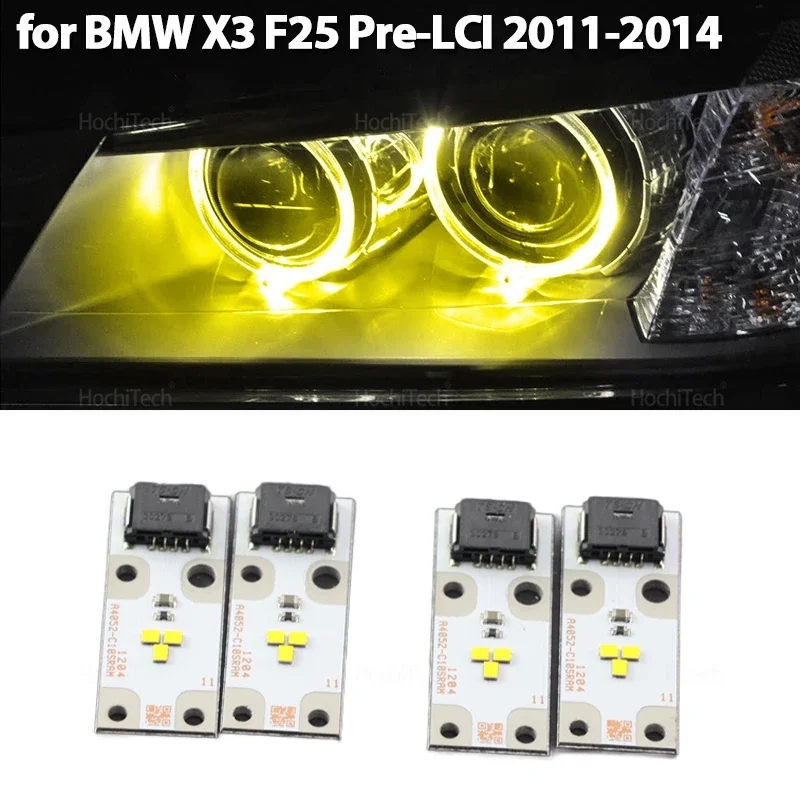 

Автомобильная фара 7263051, желтая светодиодная вставка, диодная плата, ангельские глазки, световая плата для BMW X3 F25 Pre-LCi, ксеноновая фара 2011-2014