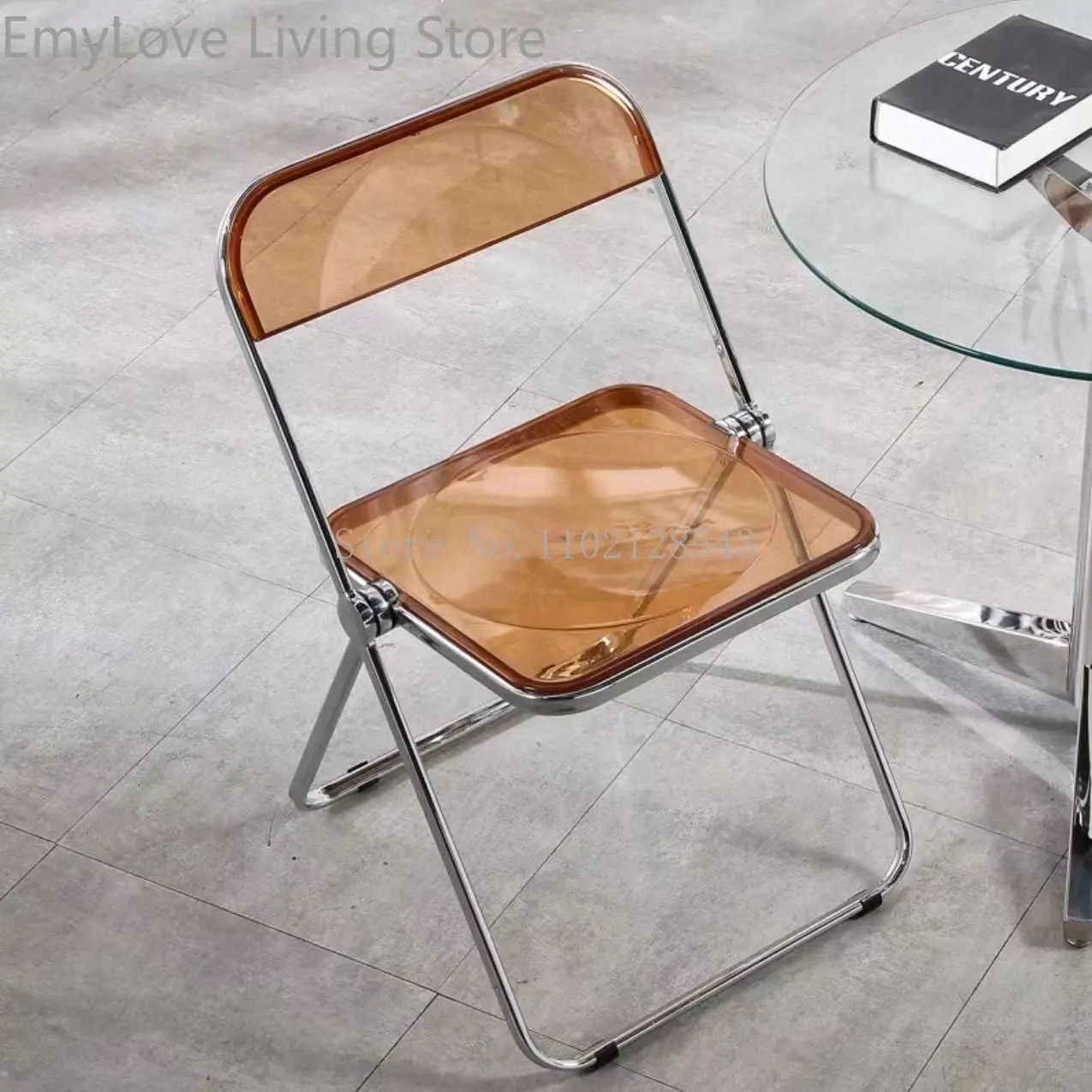 Acrylic Dining Chair Transparent Chair Ins Wind Folding Stool Plastic Designer Furniture Milk Tea Net Red Clothing Store Photo