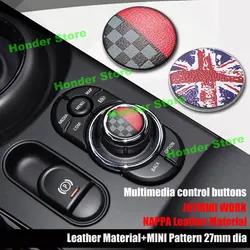 Auto Knopf Dekor Aufkleber Auto Zentral steuerung Multimedia Knopf Abdeckung Leder Aufkleber für Mini Cooper F56 F55 F57