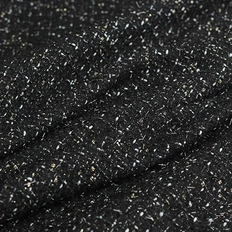 50x145cm Fashion Black Gold Wire Yarn-Dyed Braided Tweed Fabric For Women Autumn Jacket Dress Suit Coat Handbag DIY Cloth Sewing