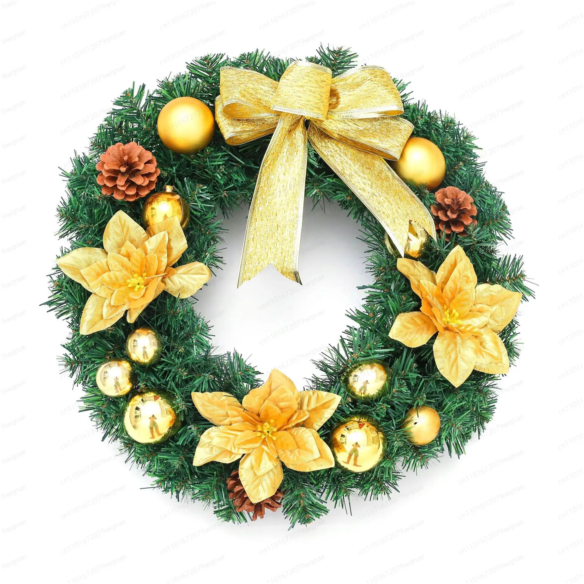 40cm LED Christmas Wreath with Lights, Illuminated Holiday Garland for Door Wall Decor, Christmas Scene Decoration