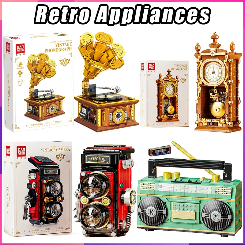 

Ретро-конструктор: часы, фотоаппарат, бумбокс — настольные украшения, развивающие игрушки-головоломки, сборные модели, подарки на день рождения для детей