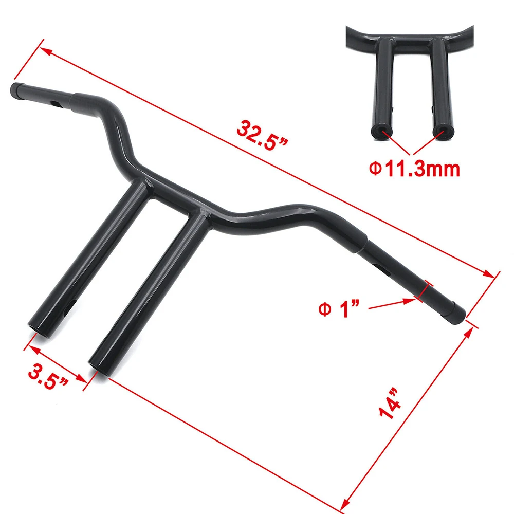 Customizable - 10/12/14/16 Inch High-mounted Steel Handlebars for Harley Sportster XL FXST FLST Motorcycle Modifications