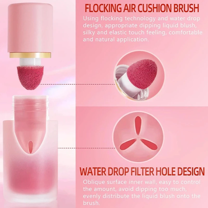 أحمر الخدود السائل المرطب طويل الأمد لون الوجه ماكياج طبيعي واضح الخد روج لامع متعدد الأغراض الشفاه أحمر الخدود مستحضرات التجميل #4