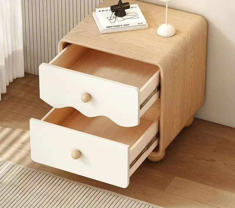 #Children's Wooden Bedside Table With Wave Pattern, Small And Simple, Minimalist Home Storage Cabinet
